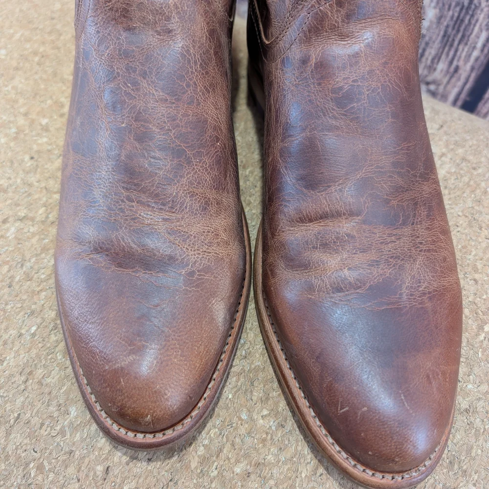 Tecovas Rustic Brown Roper Goat Leather Cowboy Boots 10 D - Picture 12 of 13